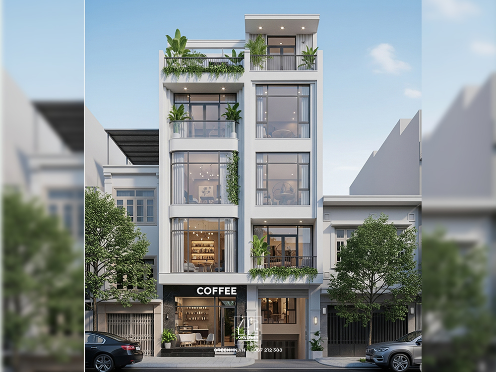 Nhà 4 tầng có tầng hầm kết hợp kinh doanh quán cafe