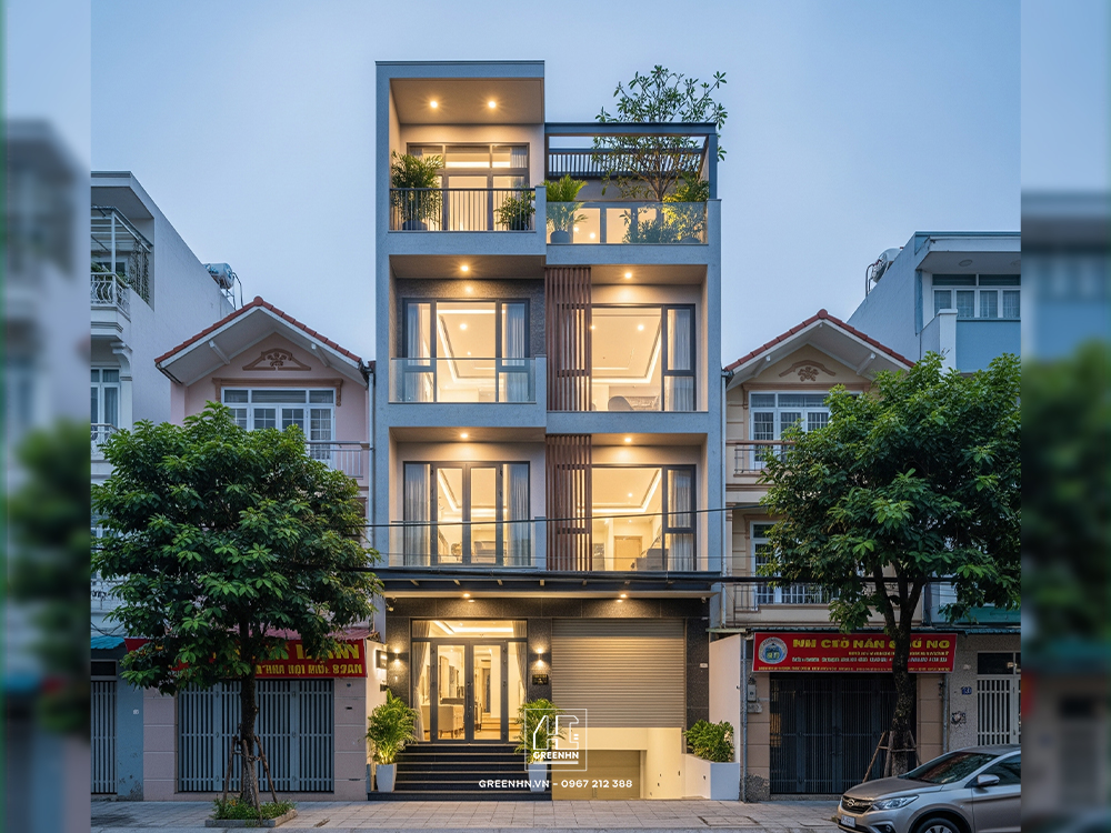 Thiết kế mặt bằng nhà phố phong cách hiện đại có bán hầm diện tích 100m2