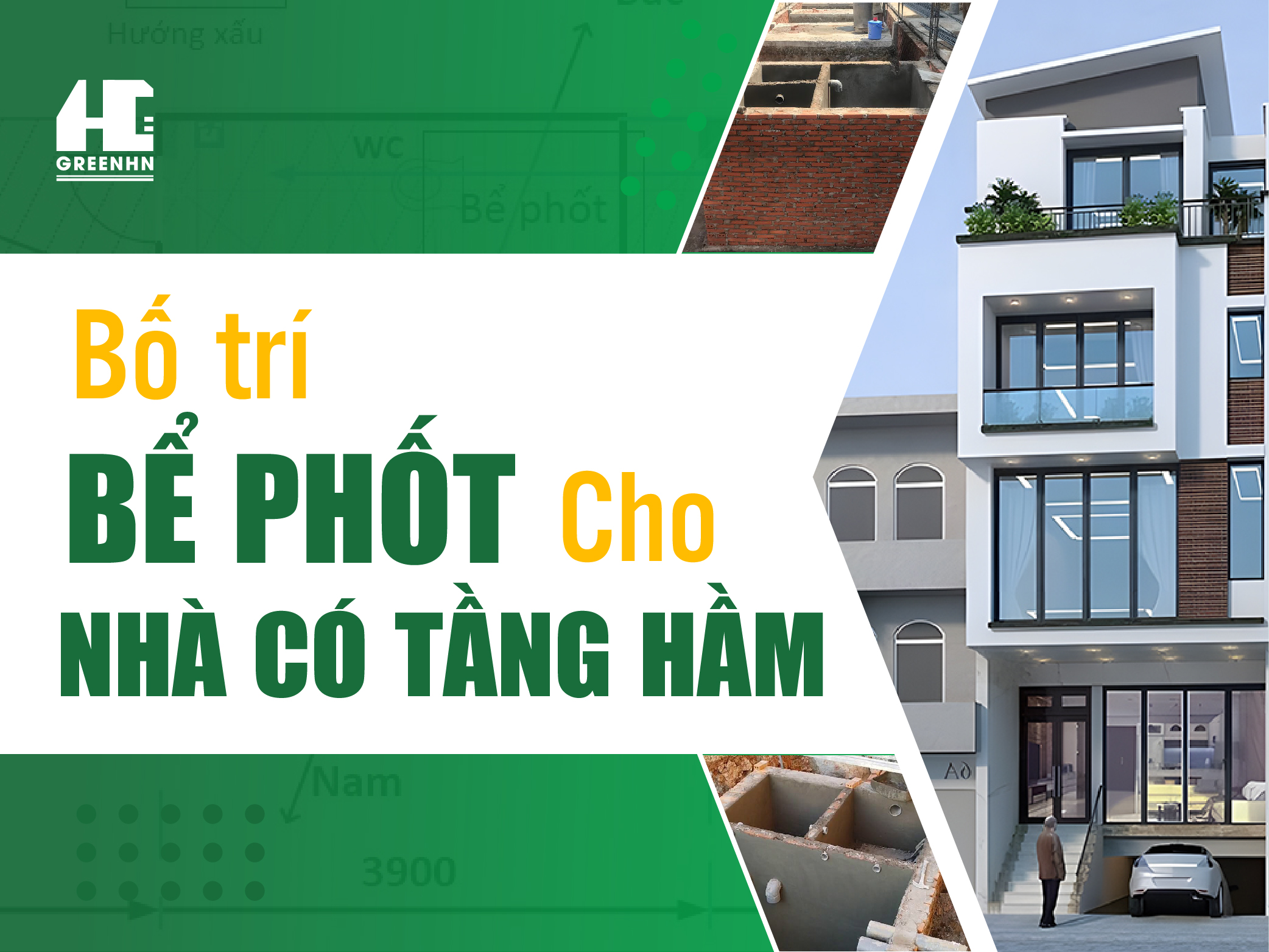 Bố trí bể phốt cho nhà có tầng