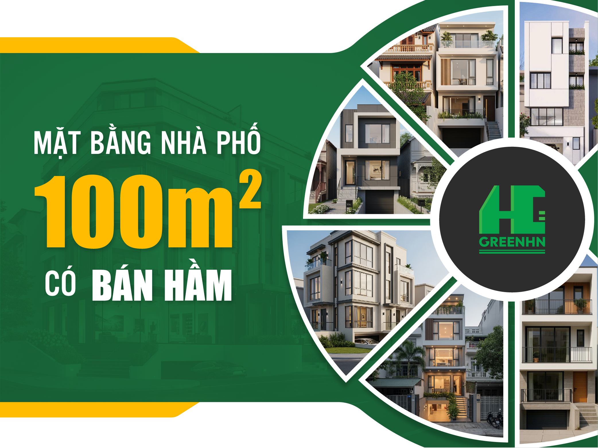 Mặt bằng nhà phố 100m2 có bán hầm