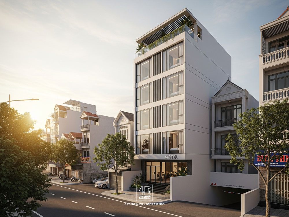 Mẫu nhà nghỉ có tầng hầm 5 tầng