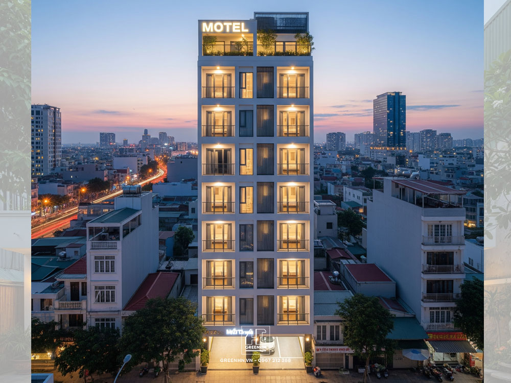 Mẫu nhà nghỉ có 7 tầng có tầng hầm