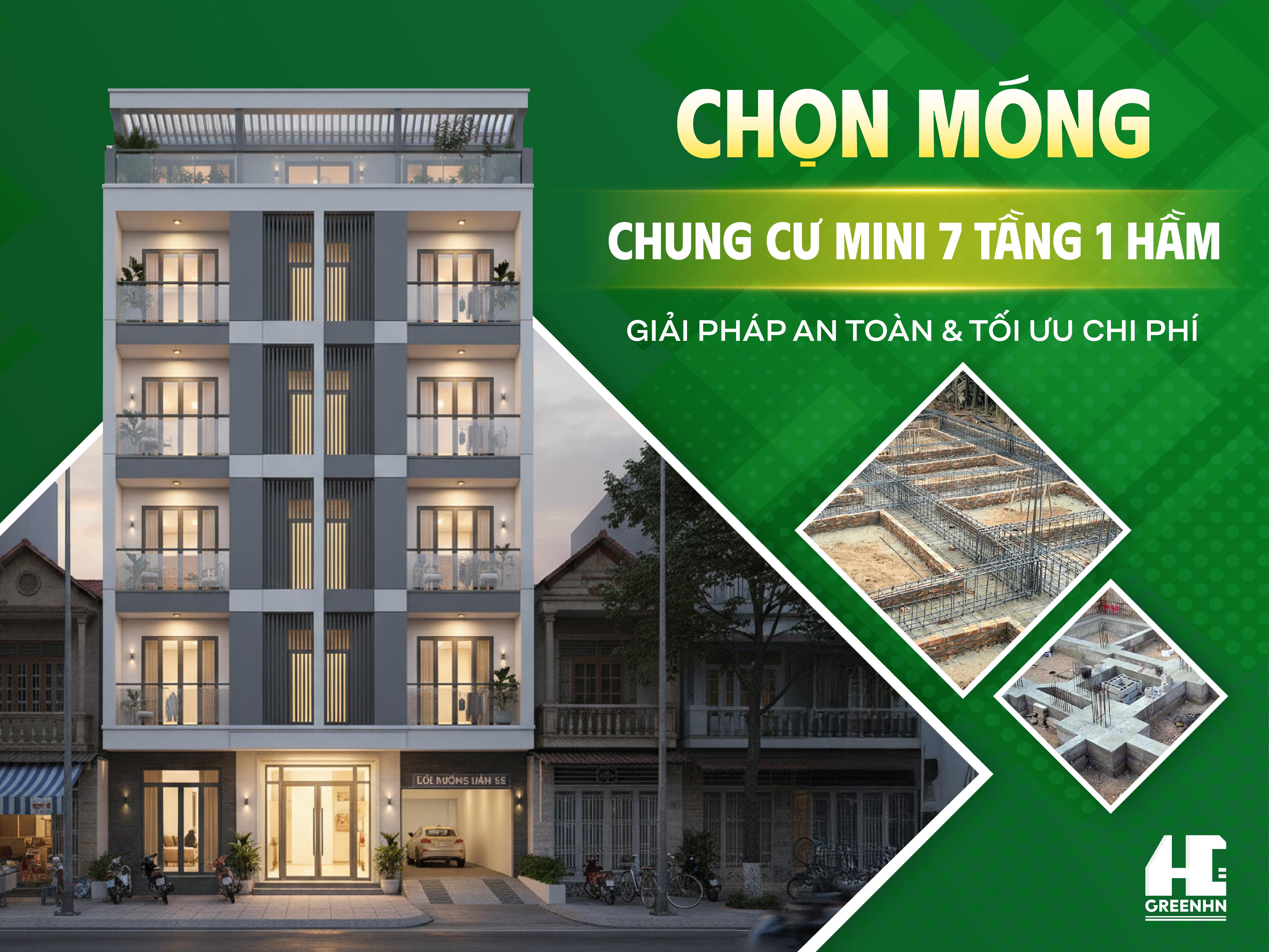 CHỌN MÓNG CHUNG CƯ MINI 7 TẦNG 1 HẦM: GIẢI PHÁP AN TOÀN & TỐI ƯU CHI PHÍ