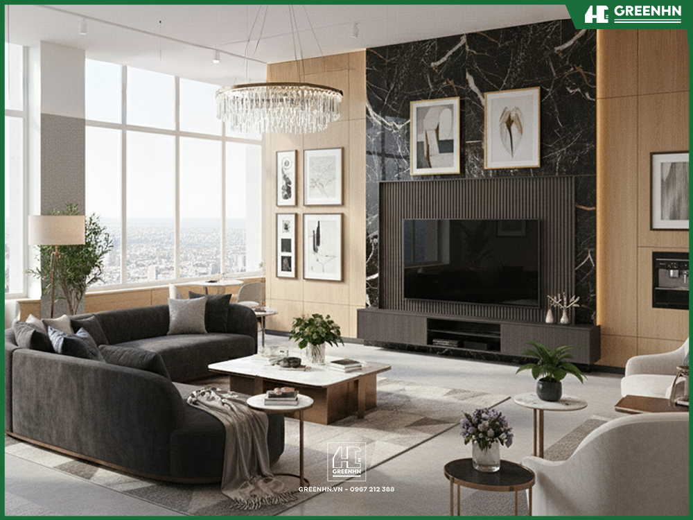 Mẫu nội thất nh&agrave; ở kết hợp văn ph&ograve;ng cao cấp