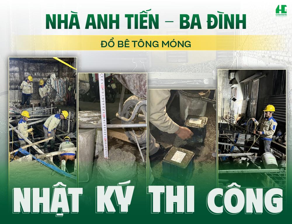 Nhật ký công trình: Đổ bê tông móng nhà anh Tiến - Ba Đình