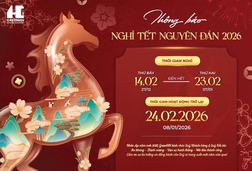 THÔNG BÁO LỊCH NGHỈ TẾT NGUYÊN ĐÁN 2026